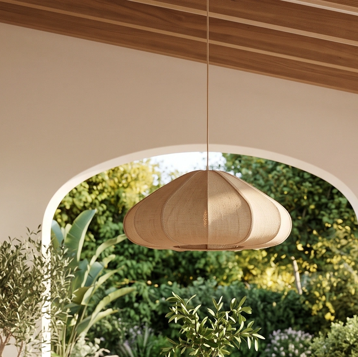 Lámpara colgante yute natural Ø50x20 cm E27 - LLLC0636