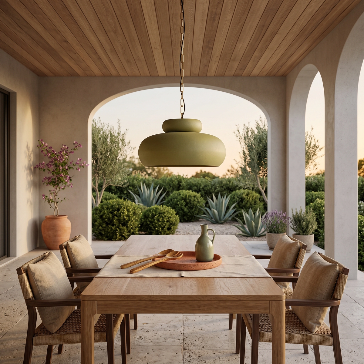 Lámpara colgante verde oliva mate Ø46x30 cm E27 - LLLC0647