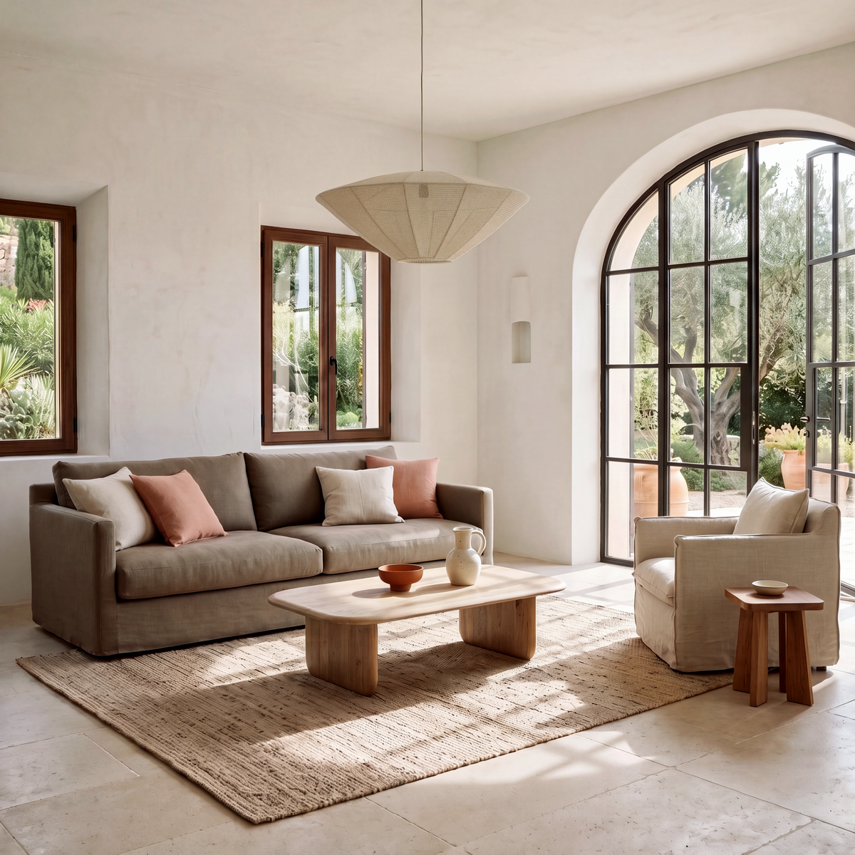Lámpara colgante textil crema Ø60x25 cm E27 - LLLC0649