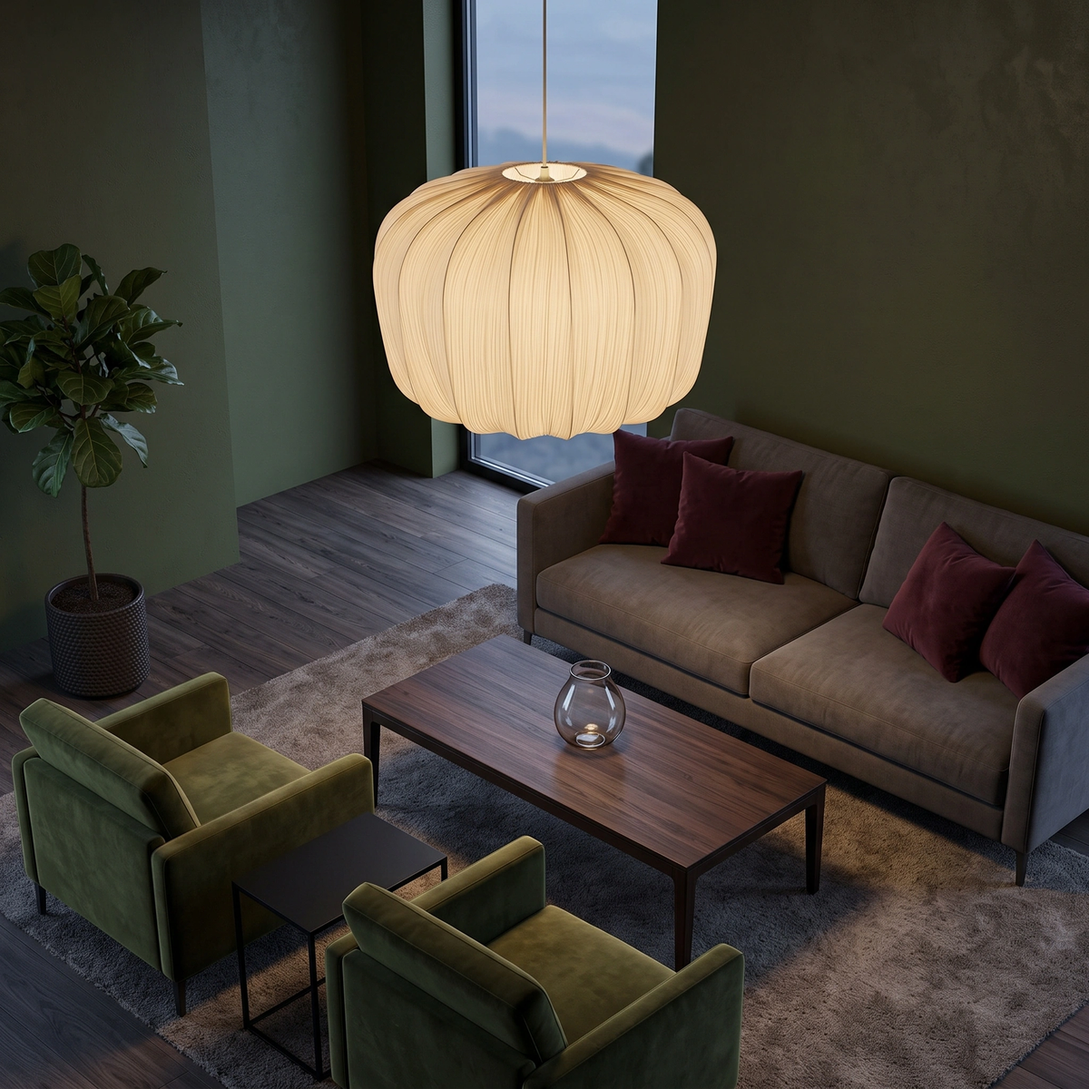 Lámpara colgante beige Ø60x45cm E27 - LLLC0652