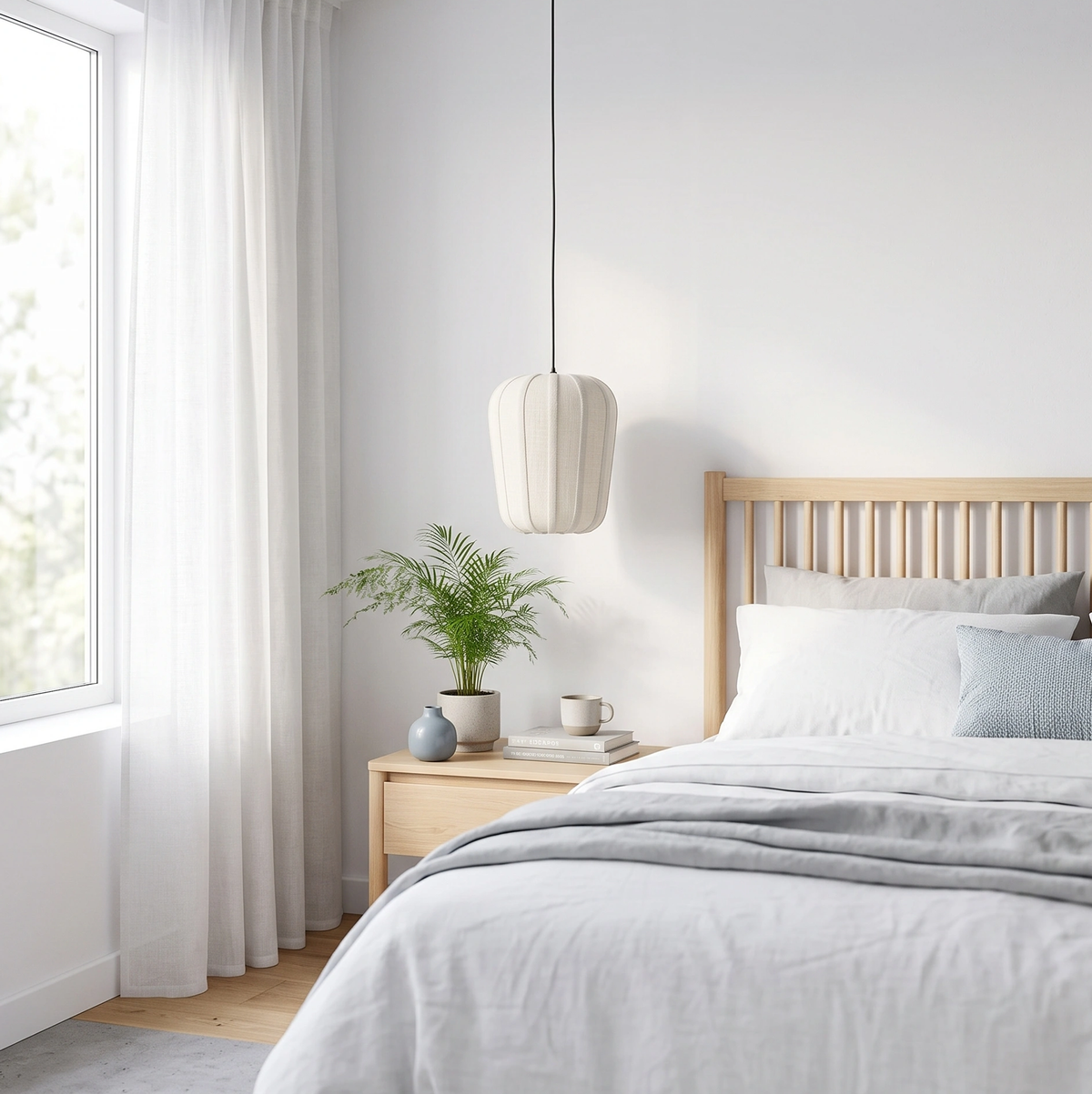 Lámpara colgante textil blanco crema Ø20x25 cm E27 - LLLC0653