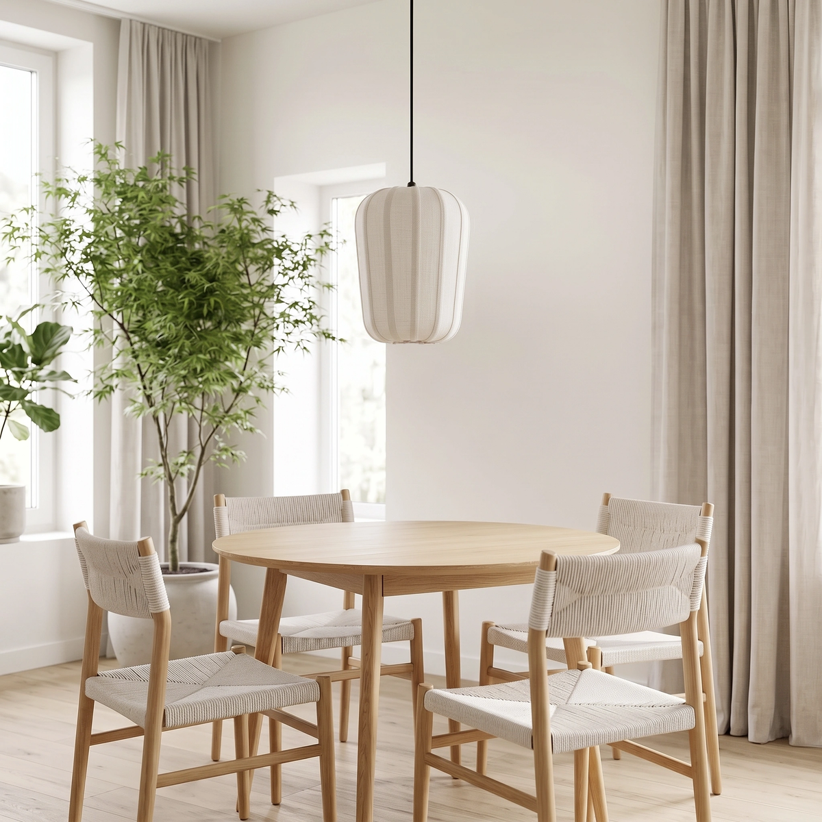 Lámpara colgante textil blanco crema Ø20x25 cm E27 - LLLC0653