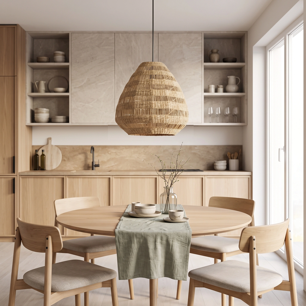 Lámpara colgante fibra vegetal natural tejida Ø47x46 cm E27 - LLLC0655