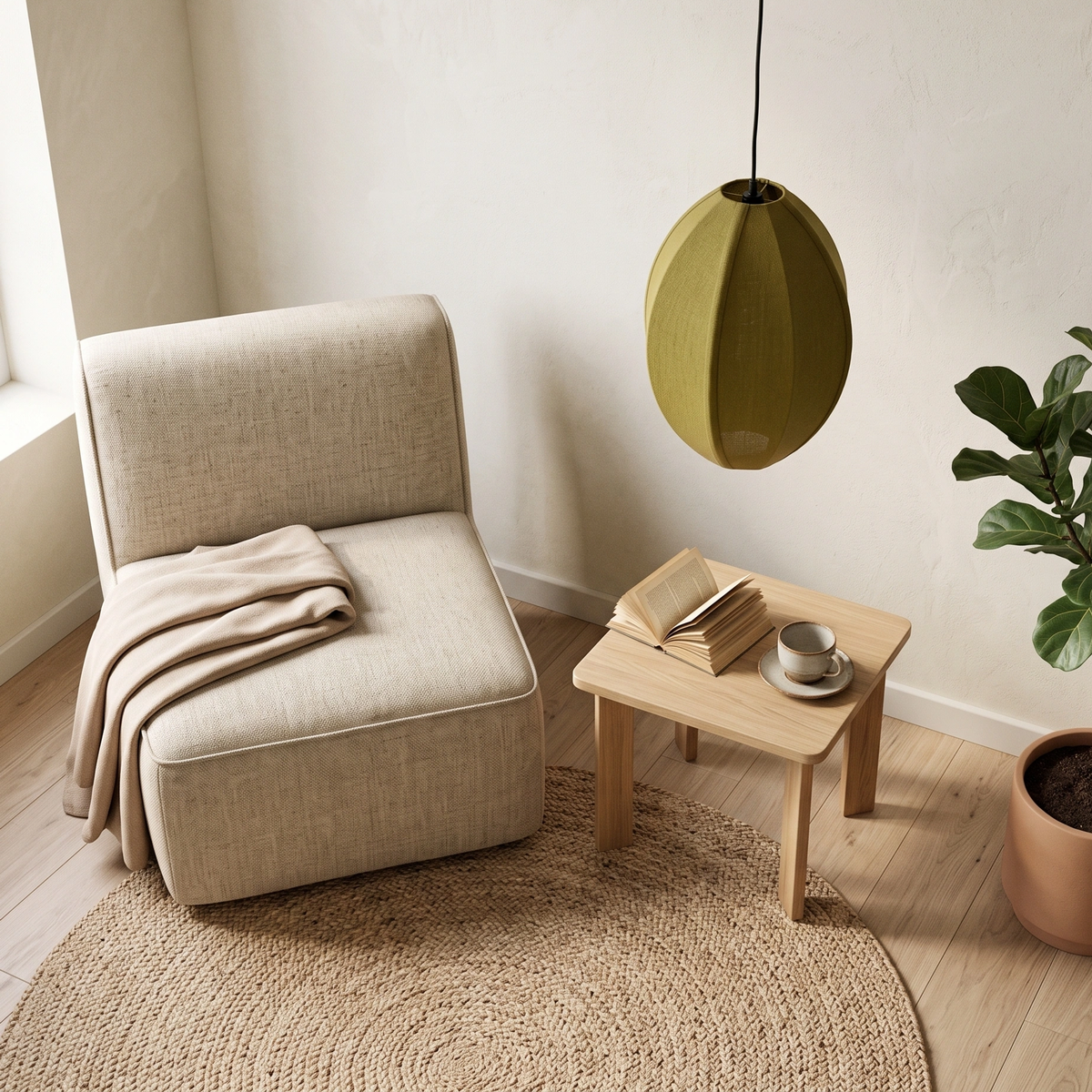 Lámpara colgante textil verde oliva Ø28,5x38 cm E27 - LLLC0659