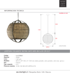 Lámpara colgante ratán café gris Ø41x39 cm E27 - LLLC0661