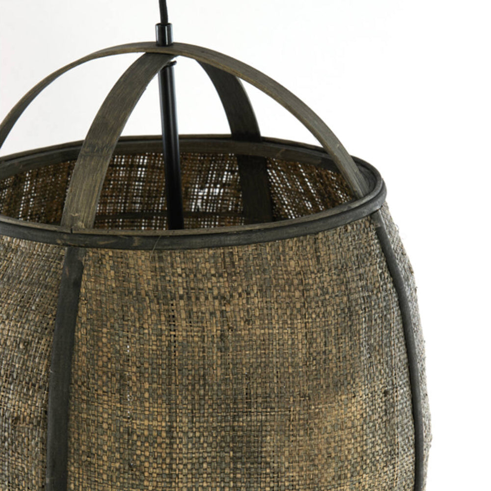 Lámpara colgante ratán café-gris Ø38,5x55 cm E27 - LLLC0662