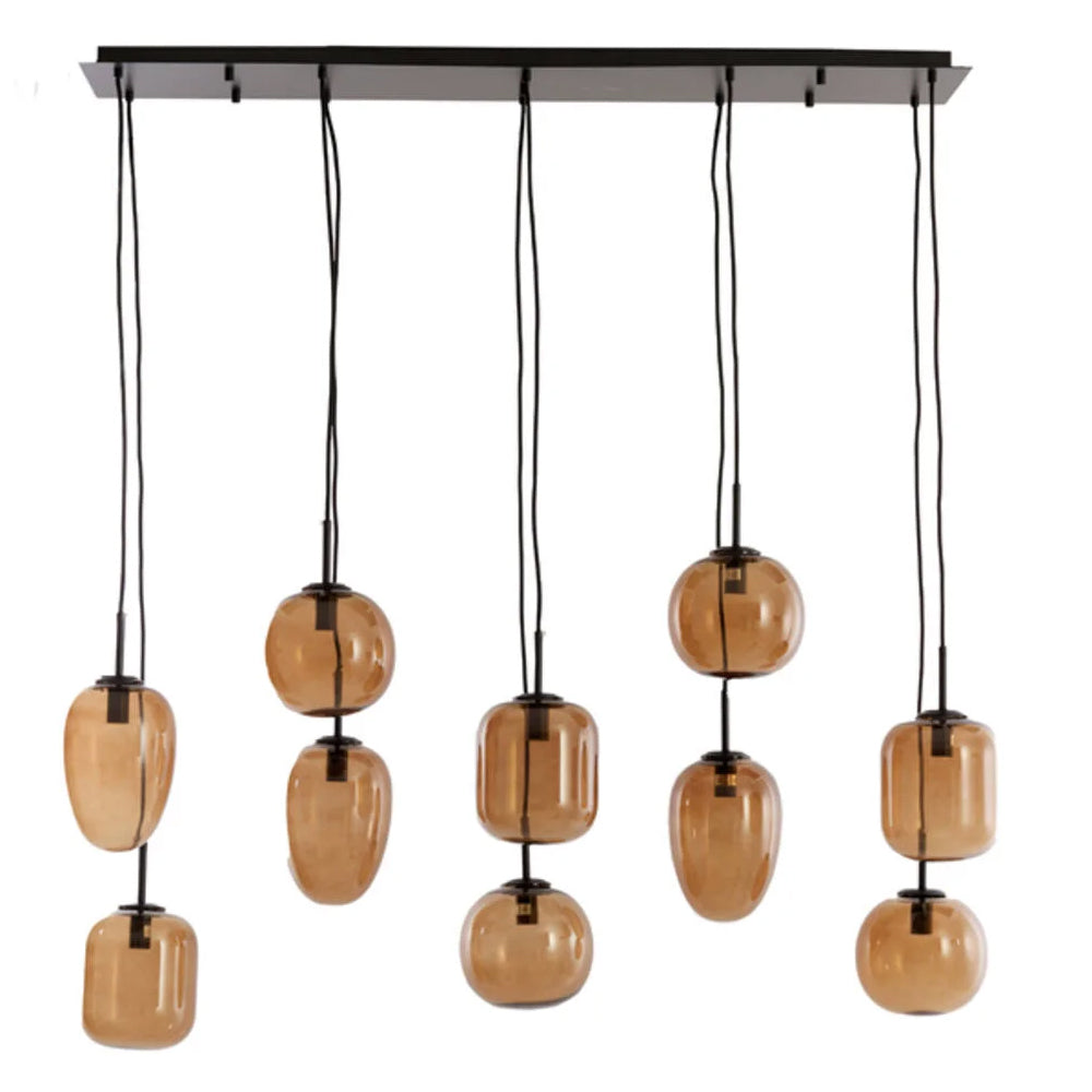 Lámpara colgante vidrio ámbar 120x18x120 cm 10L E14- LLLC0664