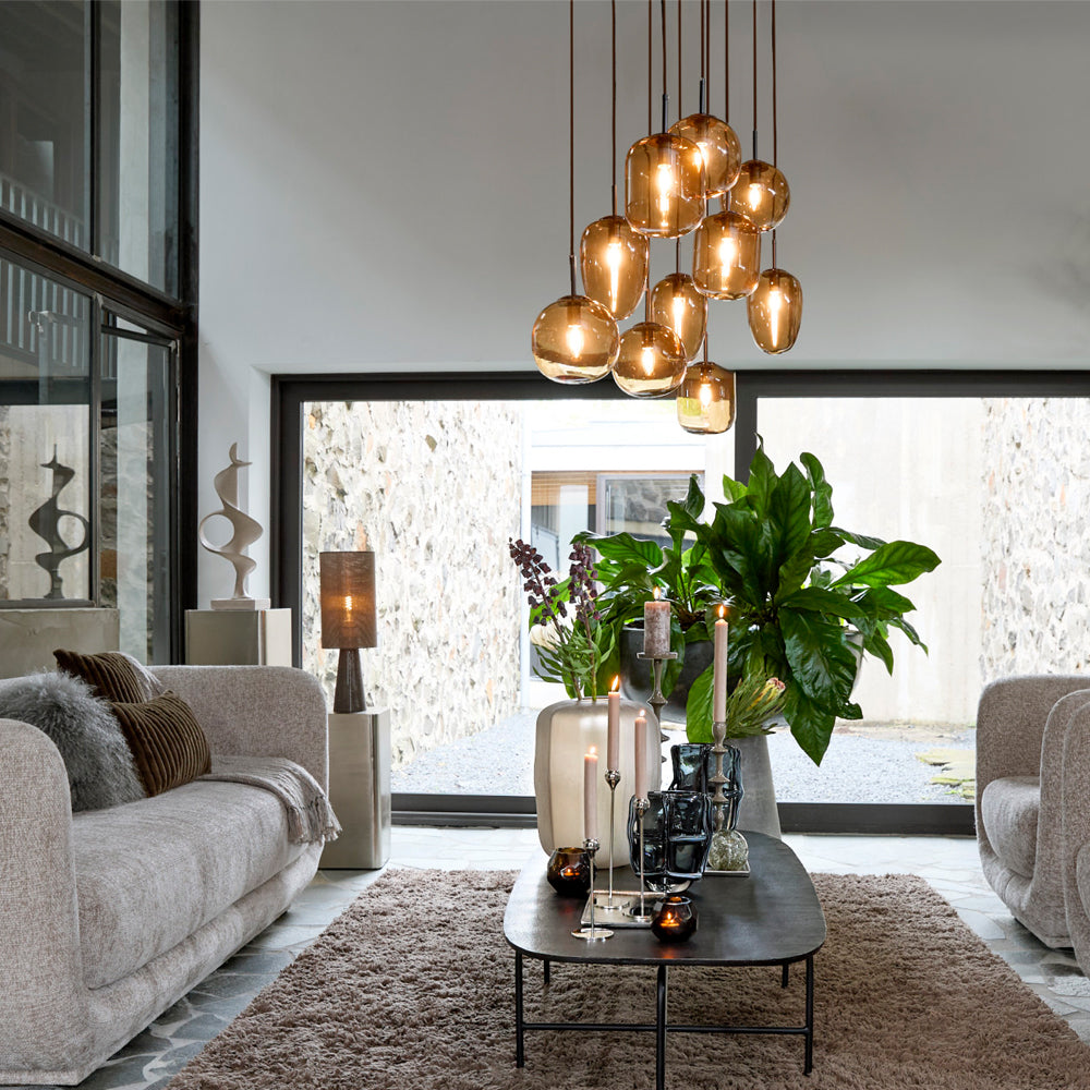 Lámpara colgante vidrio ámbar 120x18x120 cm 10L E14- LLLC0664