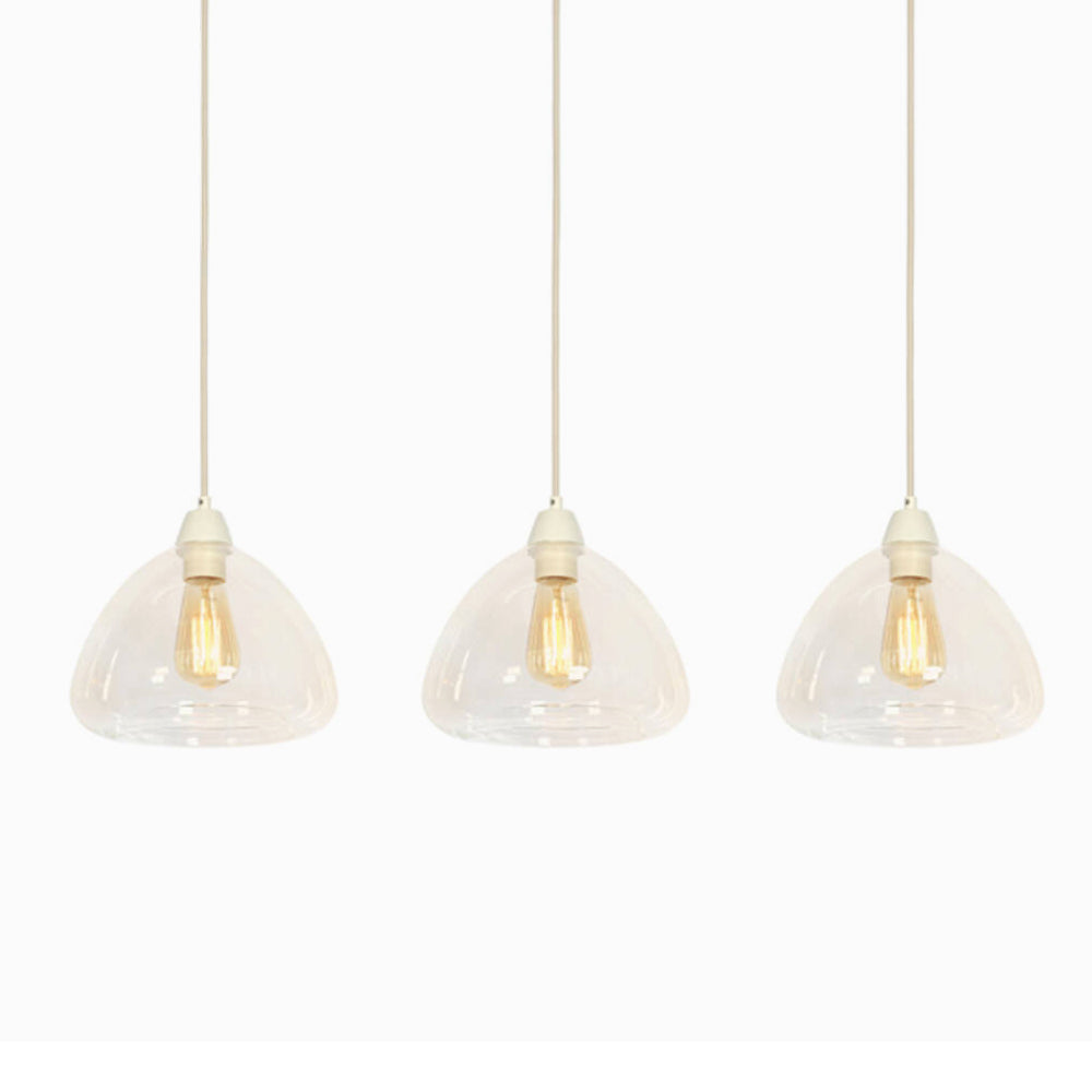Lámpara colgante vidrio transparente crema 3L 94x26x19 cm E27 - LLLC0665