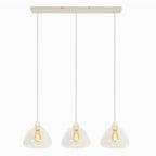 Lámpara colgante vidrio transparente crema 3L 94x26x19 cm E27 - LLLC0665