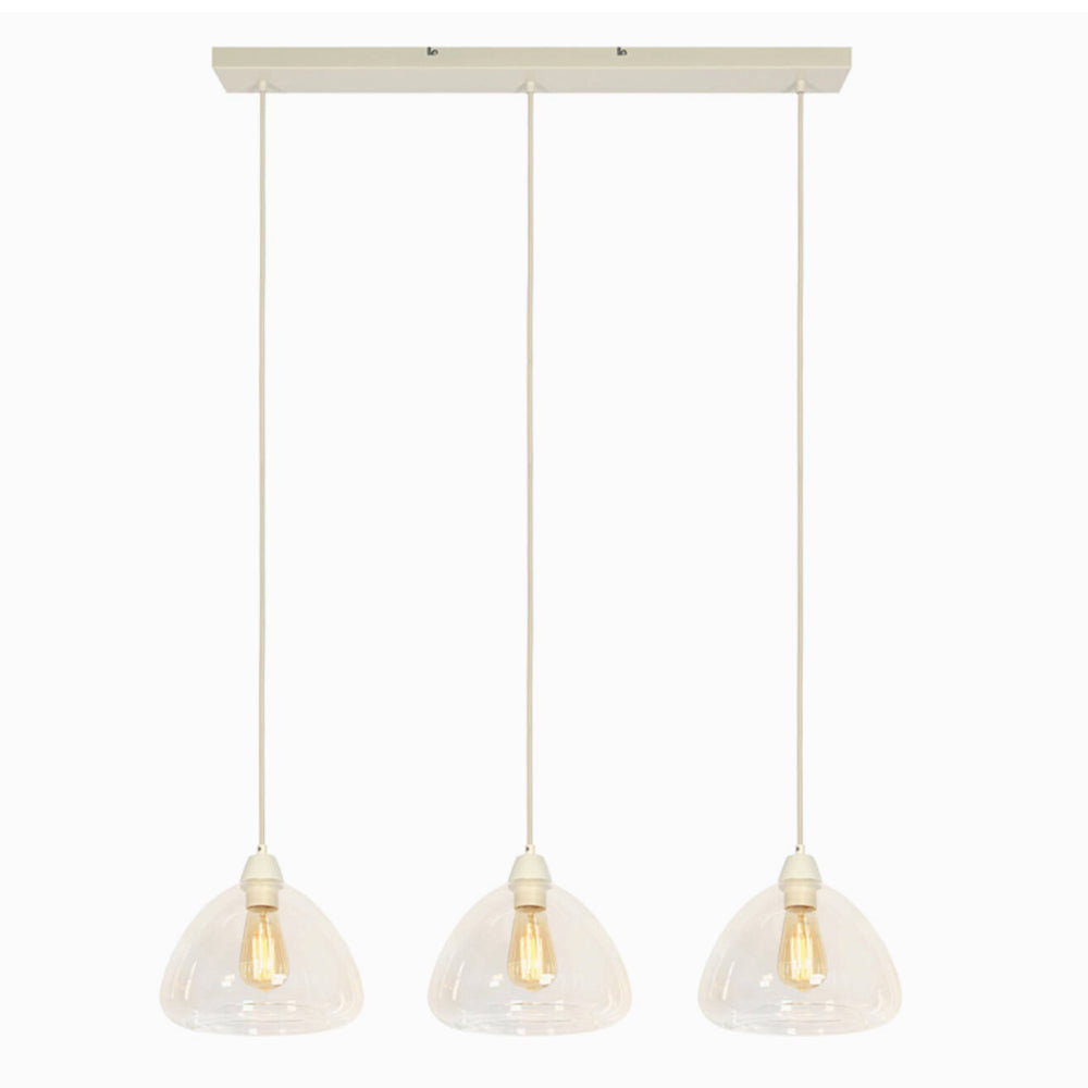 Lámpara colgante vidrio transparente crema 3L 94x26x19 cm E27 - LLLC0665