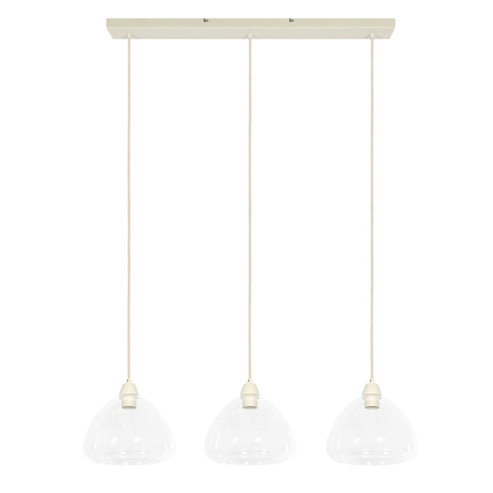 Lámpara colgante vidrio transparente crema 3L 94x26x19 cm E27 - LLLC0665