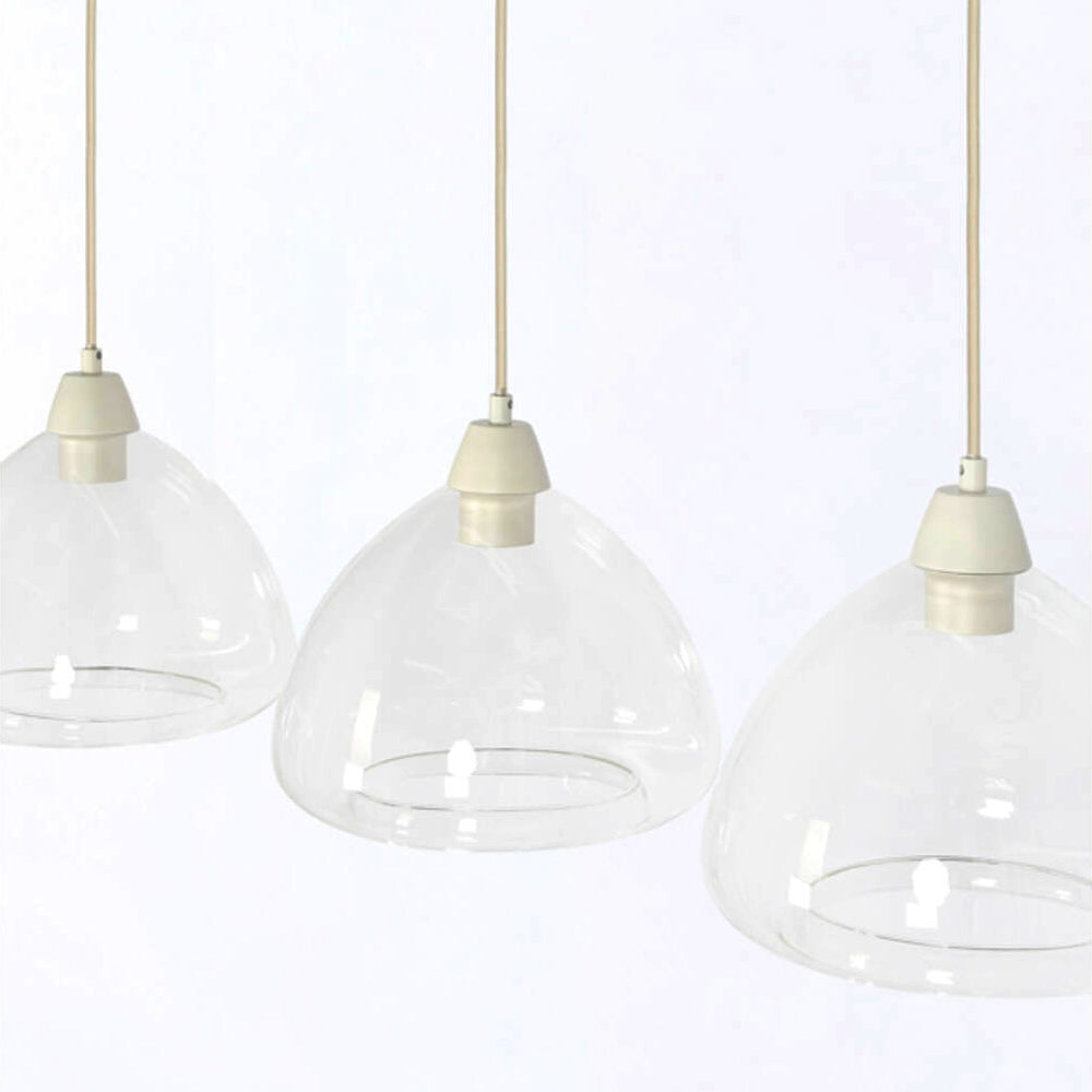 Lámpara colgante vidrio transparente crema 3L 94x26x19 cm E27 - LLLC0665