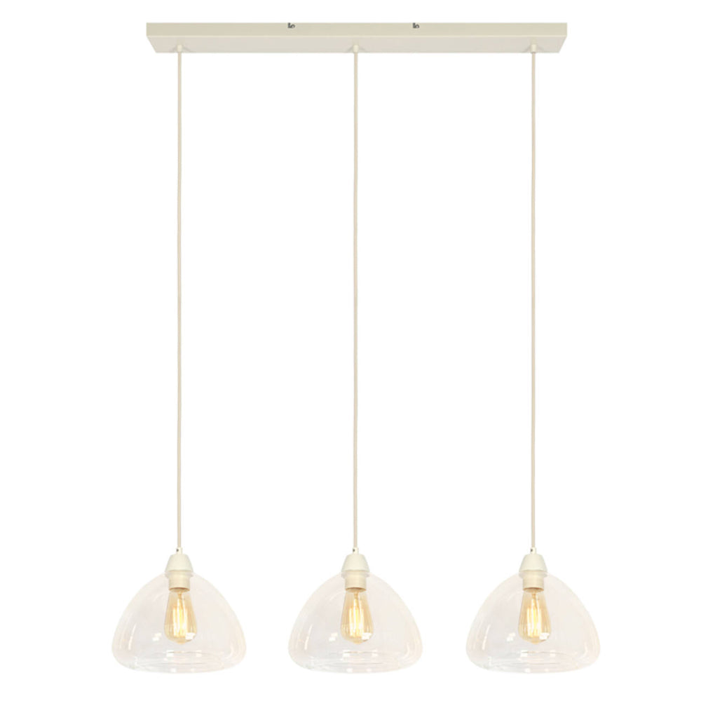 Lámpara colgante vidrio transparente crema 3L 94x26x19 cm E27 - LLLC0665