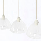 Lámpara colgante vidrio transparente crema 3L 94x26x19 cm E27 - LLLC0665