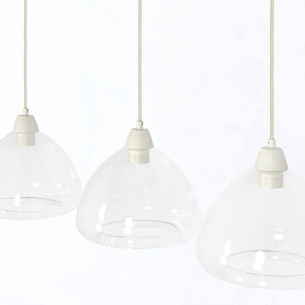 Lámpara colgante vidrio transparente crema 3L 94x26x19 cm E27 - LLLC0665