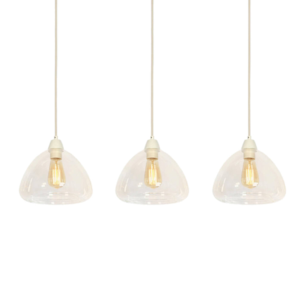 Lámpara colgante vidrio transparente crema 3L 94x26x19 cm E27 - LLLC0665