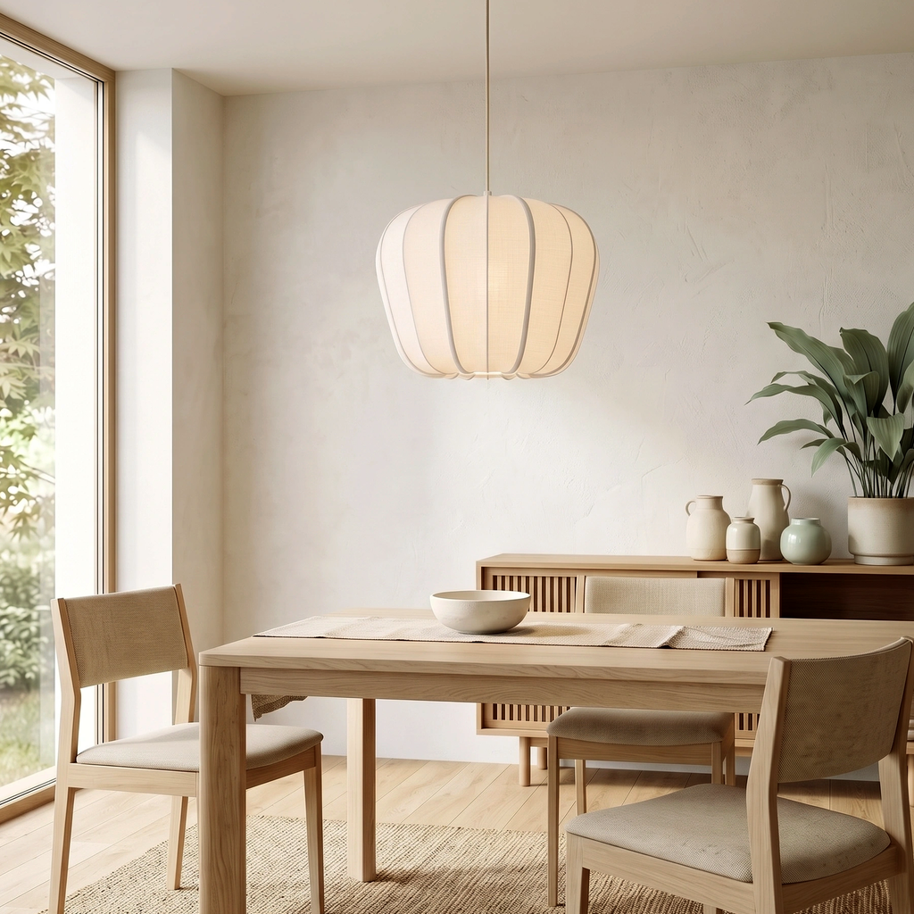 Lámpara colgante textil crema Ø49,5x38 cm - LLLC0668