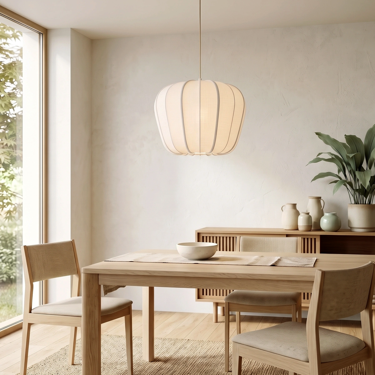Lámpara colgante textil crema Ø49,5x38 cm - LLLC0668