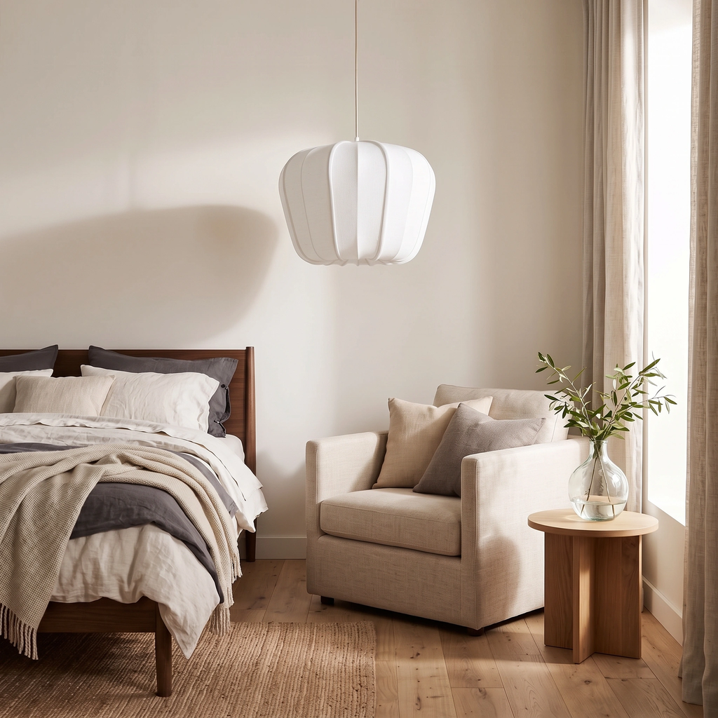 Lámpara colgante textil crema Ø49,5x38 cm - LLLC0668
