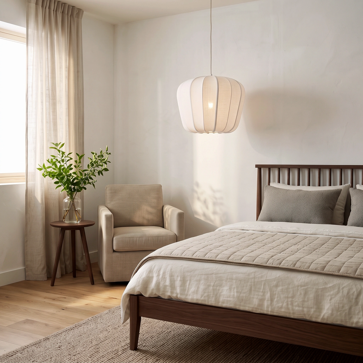 Lámpara colgante textil crema Ø49,5x38 cm - LLLC0668