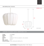 Lámpara colgante textil crema Ø49,5x38 cm - LLLC0668