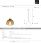 Lámpara colgante vidrio ámbar Ø19 x 130 cm E27 - LLLC0670
