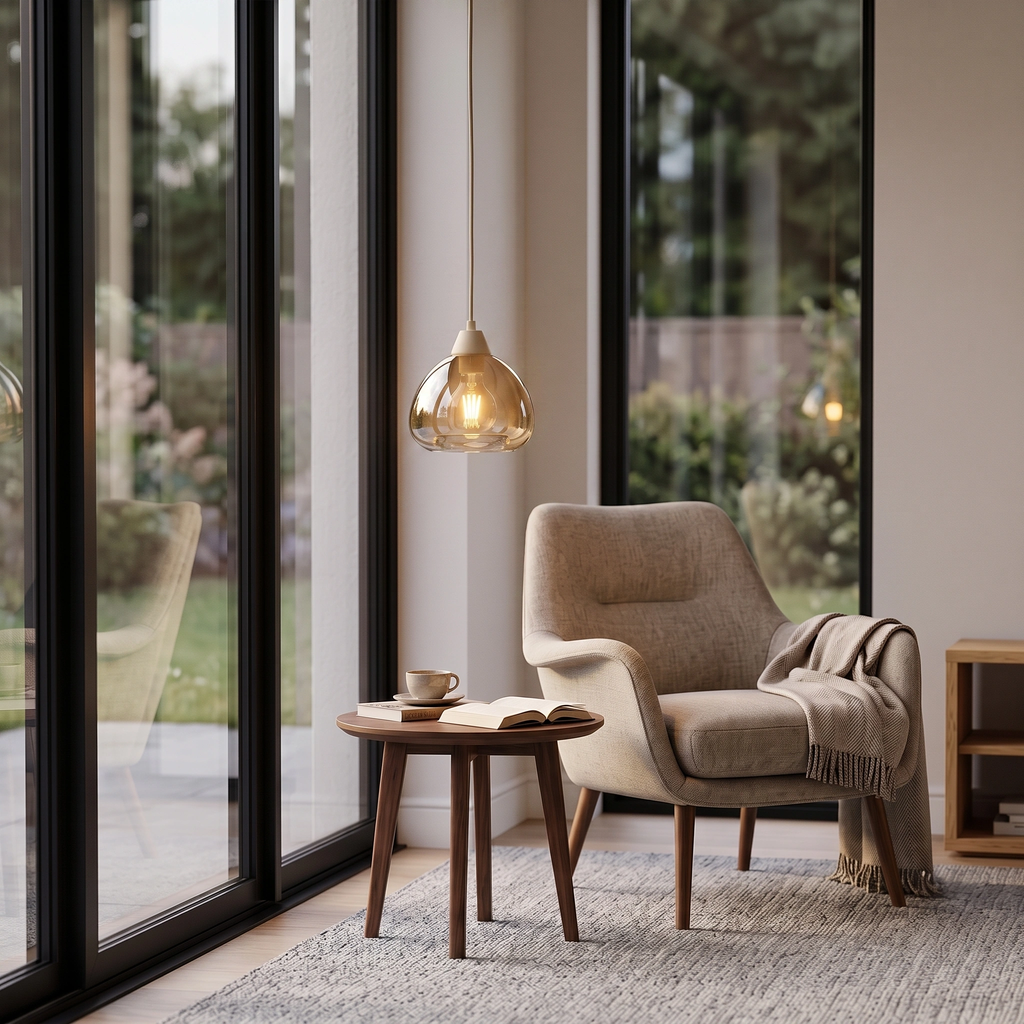 Lámpara colgante vidrio ámbar Ø19 x 130 cm E27 - LLLC0670