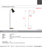 Lámpara de pie metal negro mate oro envejecido Ø30x1,42 cm E27 - LLLP0064