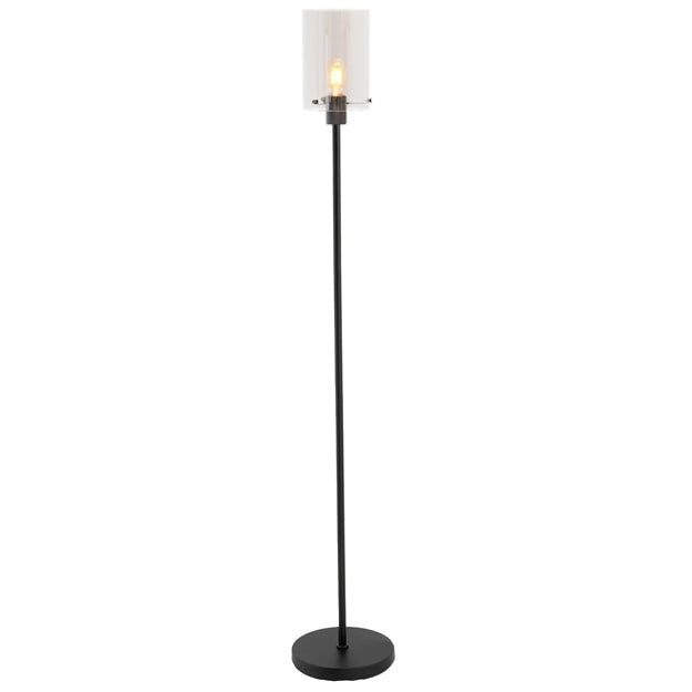 Lámpara de pie metal vidrio transparente negro Ø25x1,52cm  E27 - LLLP0065
