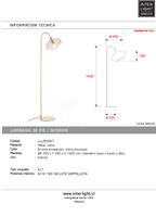 Lámpara de pie metal bronce vidrio ahumado Ø30x160 cm E27 -LLLP0067