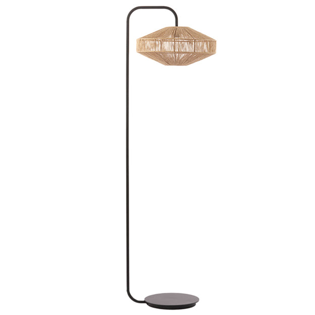 Lámpara de pie metal negro pantalla fibra Ø30x164 cm E27 - LLLP0068