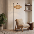 Lámpara de pie metal negro pantalla fibra Ø30x164 cm E27 - LLLP0068