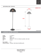 Lampara de pie 40x141cm negro mate E27 - LLLP0071
