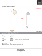 Lámpara de pie metal oro Ø30x160 cm E27 - LLLP0072
