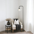 Lámapara de pie metal negro vidrio transparente E27 - LLLP0073