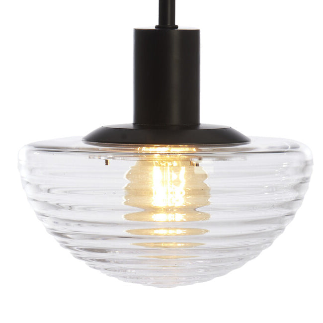Lámapara de pie metal negro vidrio transparente E27 - LLLP0073