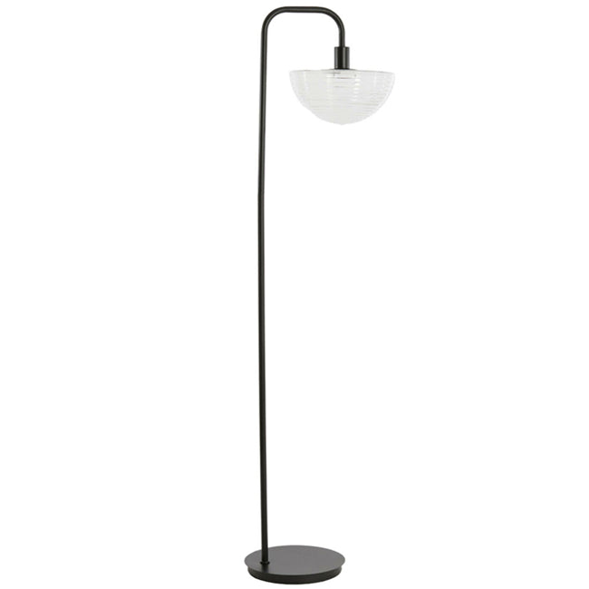 Lámapara de pie metal negro vidrio transparente E27 - LLLP0073