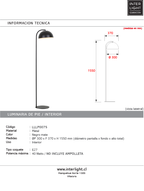 Lámpara de pie metal negro mate Ø30x37x1,55 cm E27 -  LLLP0075