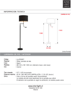 Lámpara de pie negro Ø25x138 cm E27 3W LED - LLLP0097