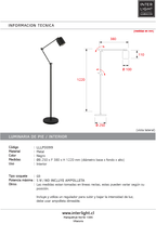 Lámpara de pie metal negro Ø25x38 cm G9 - LLLP0099