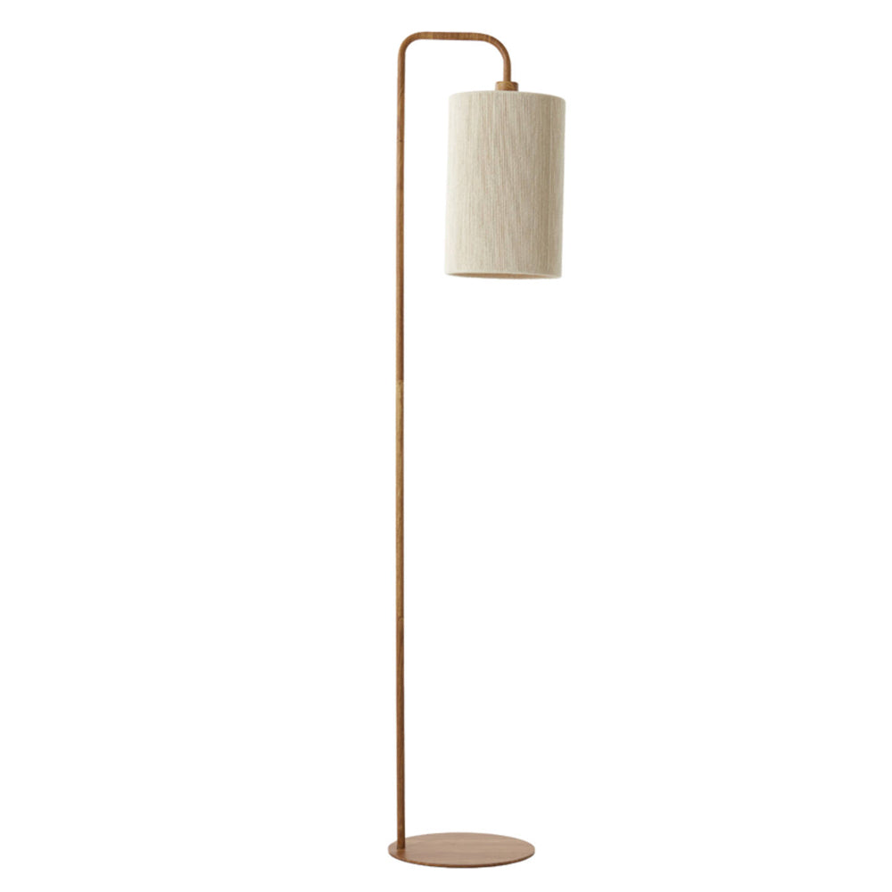 Lámpara de pie estampado madera natural cuerda crema 33,5x28x155 cm E27 - LLLP0103