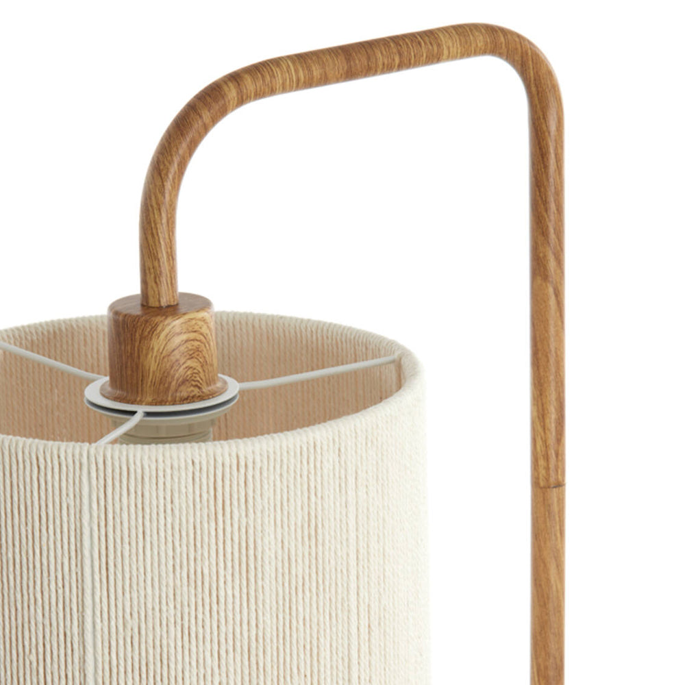 Lámpara de pie estampado madera natural cuerda crema 33,5x28x155 cm E27 - LLLP0103