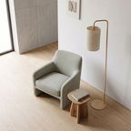 Lámpara de pie estampado madera natural cuerda crema 33,5x28x155 cm E27 - LLLP0103