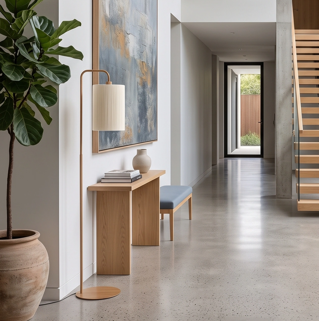 Lámpara de pie estampado madera natural cuerda crema 33,5x28x155 cm E27 - LLLP0103