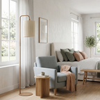Lámpara de pie estampado madera natural cuerda crema 33,5x28x155 cm E27 - LLLP0103