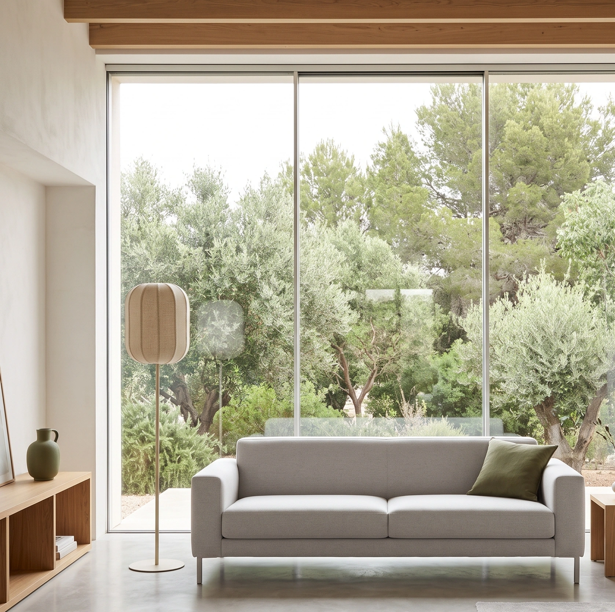 Lámpara de pie lino natural arena Ø35x165 cm E27 - LLLP0104
