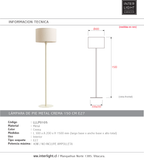 Lámpara de pie crema 30x20x130 cm - LLLP0105