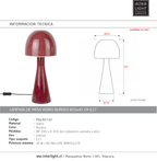 Lámpara de mesa vidrio burdeo Ø20x45 cm E27 - PGLS0132