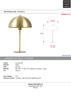 Lámpara sobremesa metal bronce Ø30x45 E27 - LLLS0257